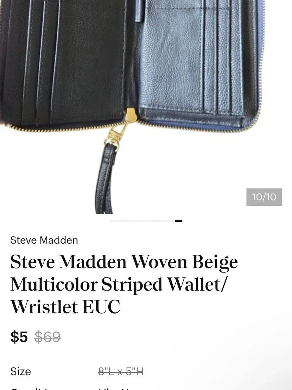 NWOT Steve Madden Beige Woven Multi Color Striped Wristlet Clutch